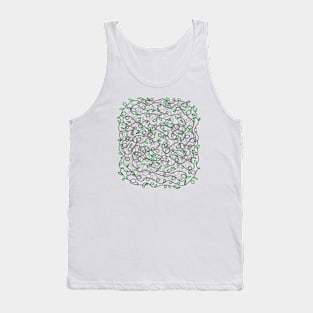 Loopy Twisted Tangled Vines and Leaves Abstract Doodle Design on a white backdrop, made by EndlessEmporium Tank Top